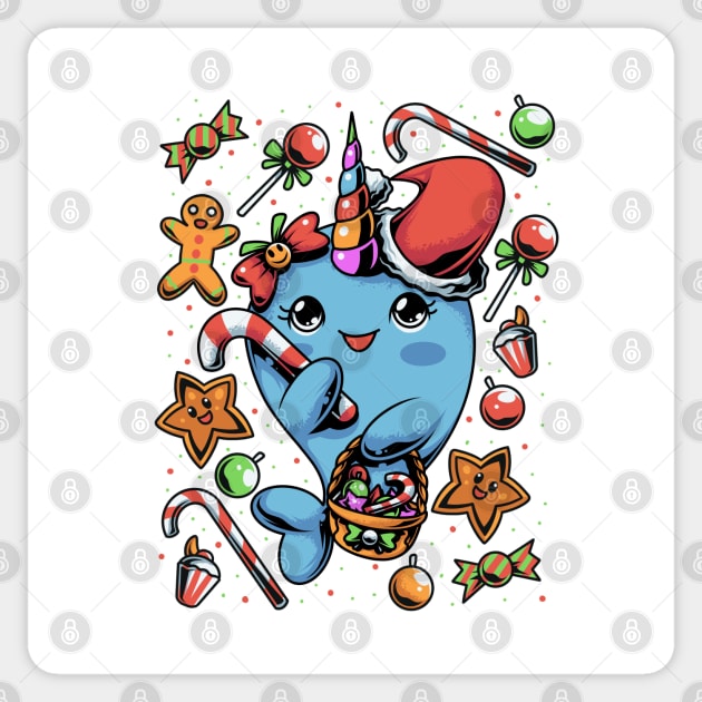 Narwhal Beach Christmas Cookies And Candy Sticker by BDAZ